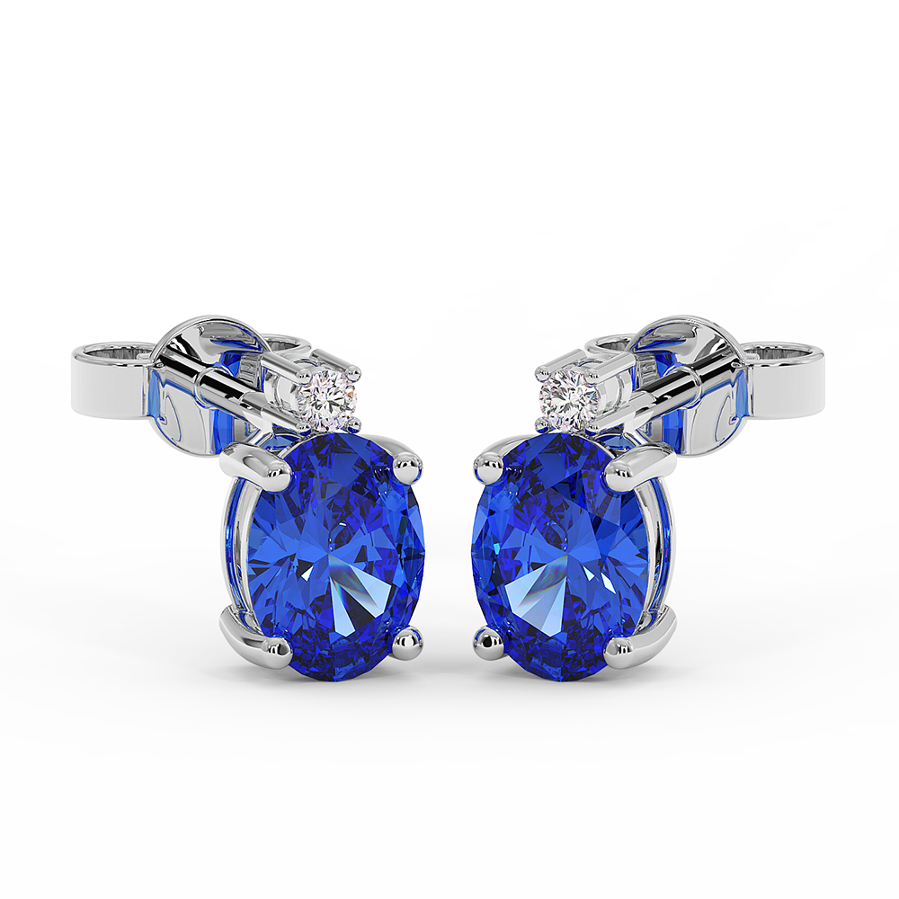 18K Gold Diamond Tanzanite Earrings